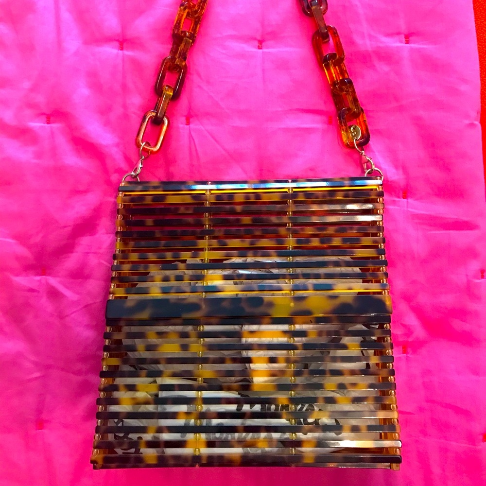 Tortoise shell purse with tortoise chain link